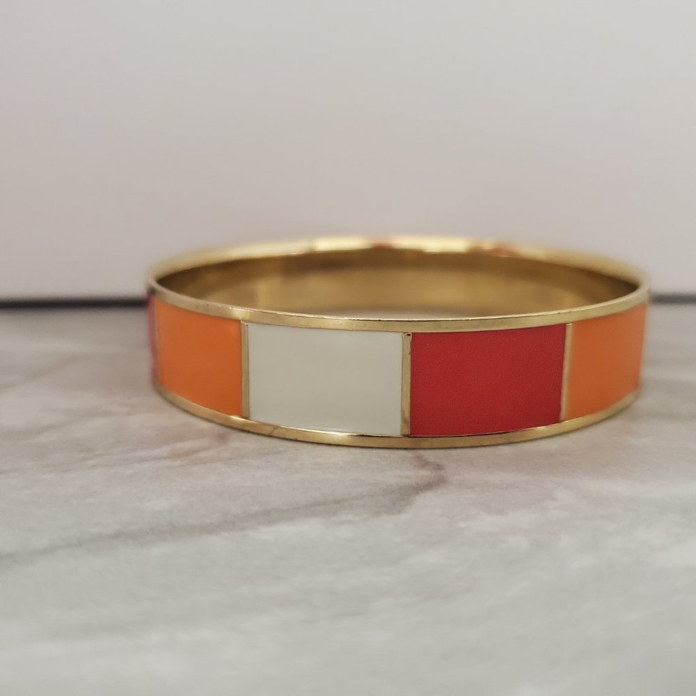J. Crew Orange, White and Red Enamel Bangle Bracelet - Picture 2 of 6
